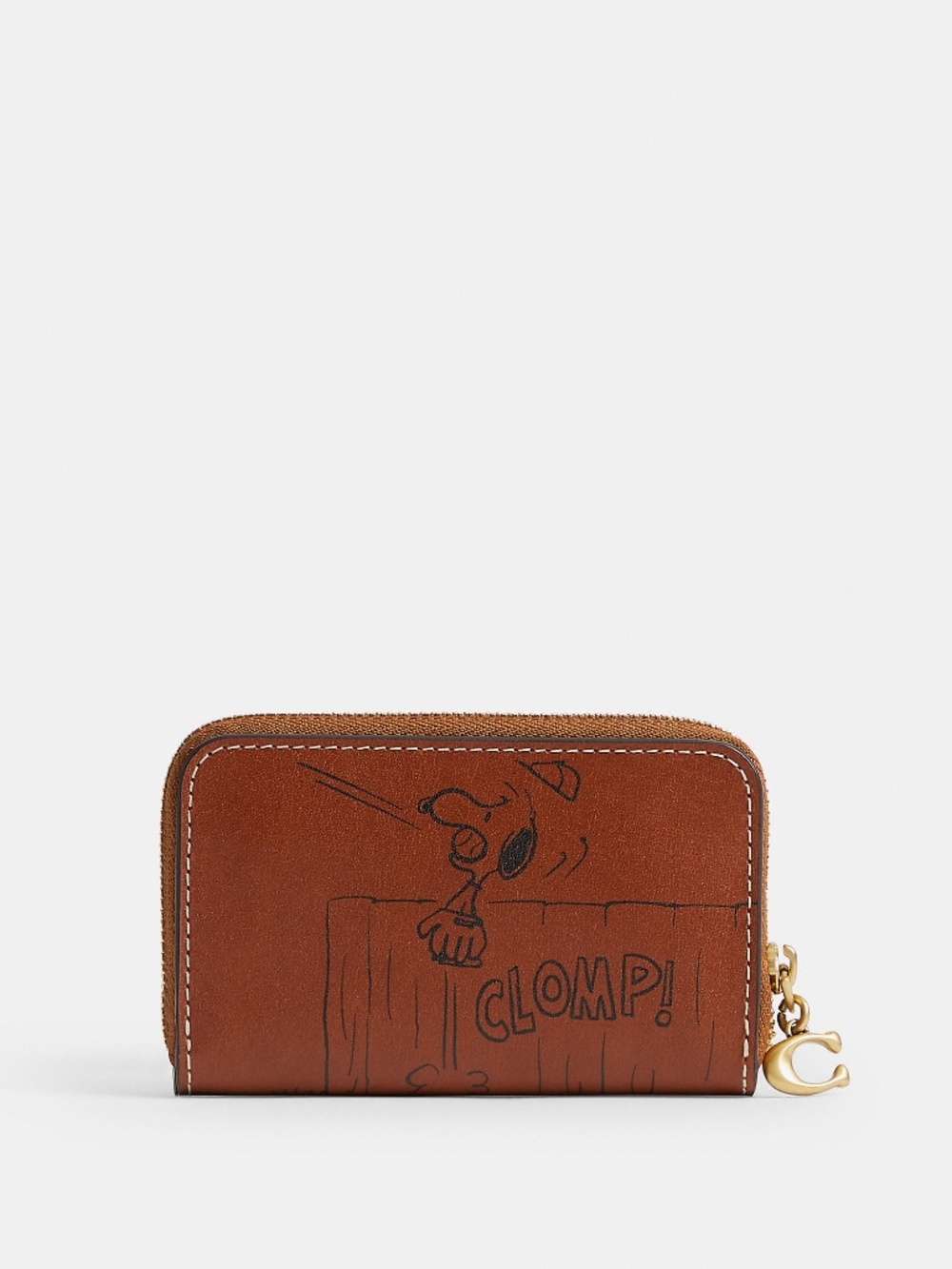 Coach X Peanuts Small Zip Around Card Case With Newspaper Print
